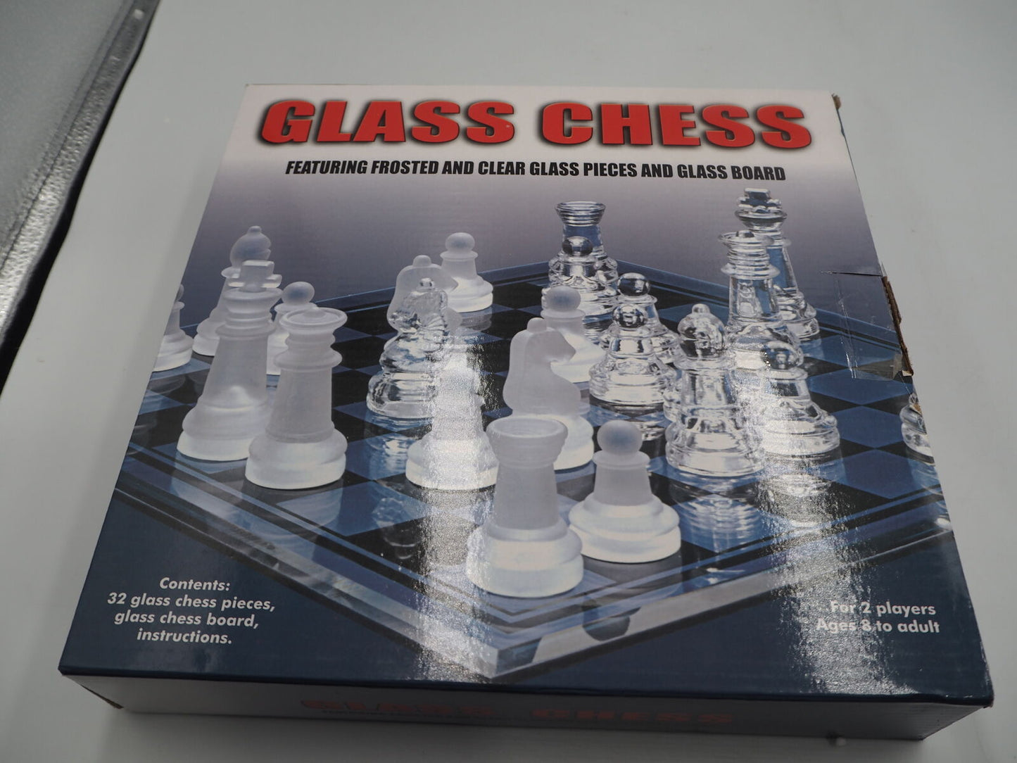 glass chess set frosted and clear glass pieces