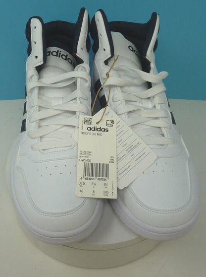 ADIDAS UNISEX HIGH TOPS -WHITE/BLUE-UK6.5