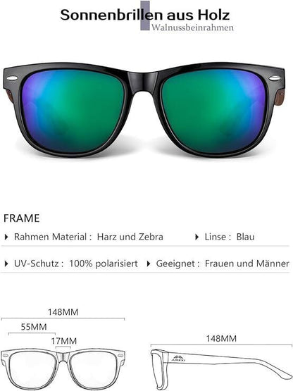 AMEXI Round Wood Sunglasses for Men&women