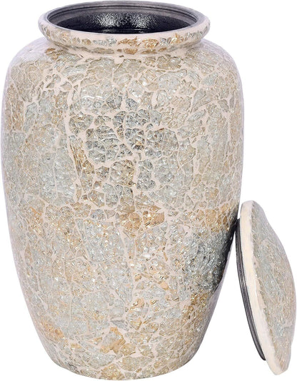 DIVIT SHILP CREMATION URN-WHITE MOSAIC