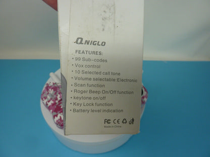 2 X QNIGLO PINK CAMO WALKIE TALKIES