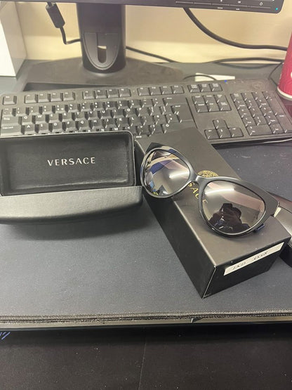 VERSACE SUNGLASSES 4388 CAT EYE BLACK/BLUE/SILVER