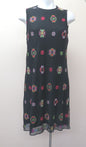 DESIGUAL CASUAL TULLE MIDI DRESS-UK14-BLACK/MULTI