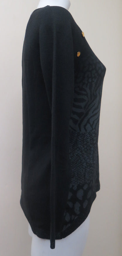 Desigual Black Mixed Animal Print Gaea Jumper UK8