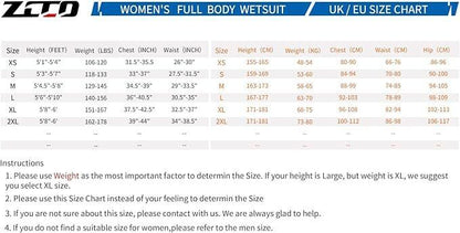 ZCCO Ultra Stretch 3mm Neoprene Wetsuit womans large