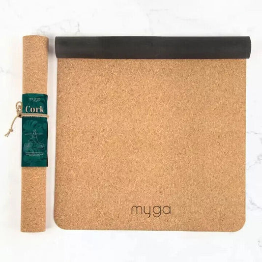 MYGA Natural Cork & Rubber Non Slip Yoga Mat Antibacterial Eco-friendly Exercise