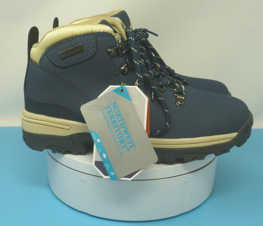 WOMENS NORTHWEST TERRITORY LEATHER WALKING/HIKIN BOOTS-BLUE-UK4