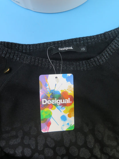 Desigual Black Mixed Animal Print Gaea Jumper UK8