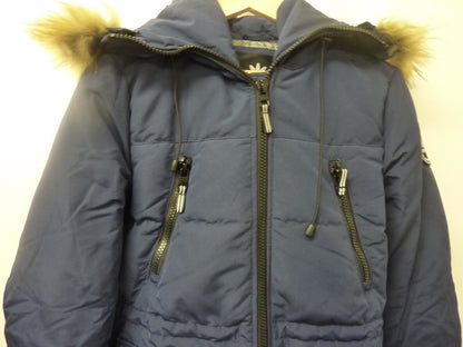 OROLAY FUR HOODED DOWN PARKA STYLE COAT-NAVY-SMALL