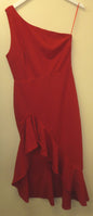 TRUE VIOLET ONE SHOULDER RUFFLE MIDI DRESS-RED-UK14