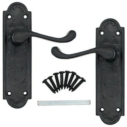 EAI Black Antique Iron Retro Door Handles Lever Latch - 170x50mm