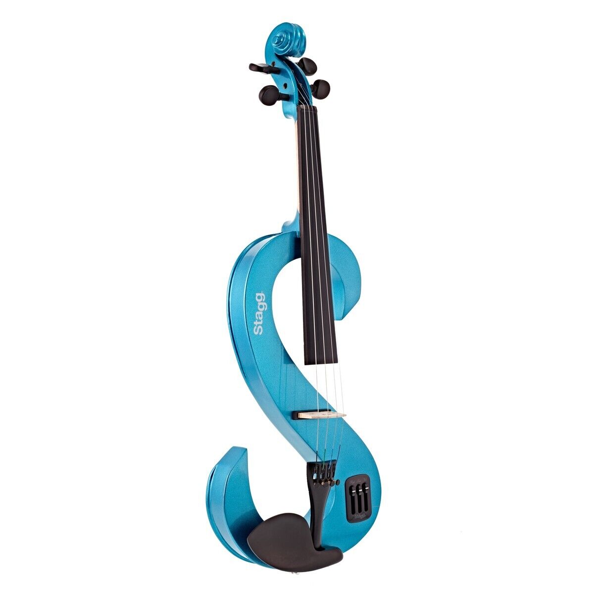 Stagg S-Shaped Electric Violin Outfit, Metallic Blue