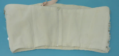 OH POLLY MAIA HAND EMBELLISHED CORSET CROP TOP-IVORY-UK8