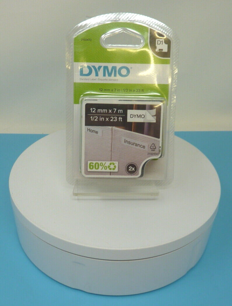 DYMO LABELLING TAPE D1 12MM X 7M -1/2IN X 23FT black/white