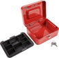 1x Red 20.5cm Metal Cash Box - Lockable