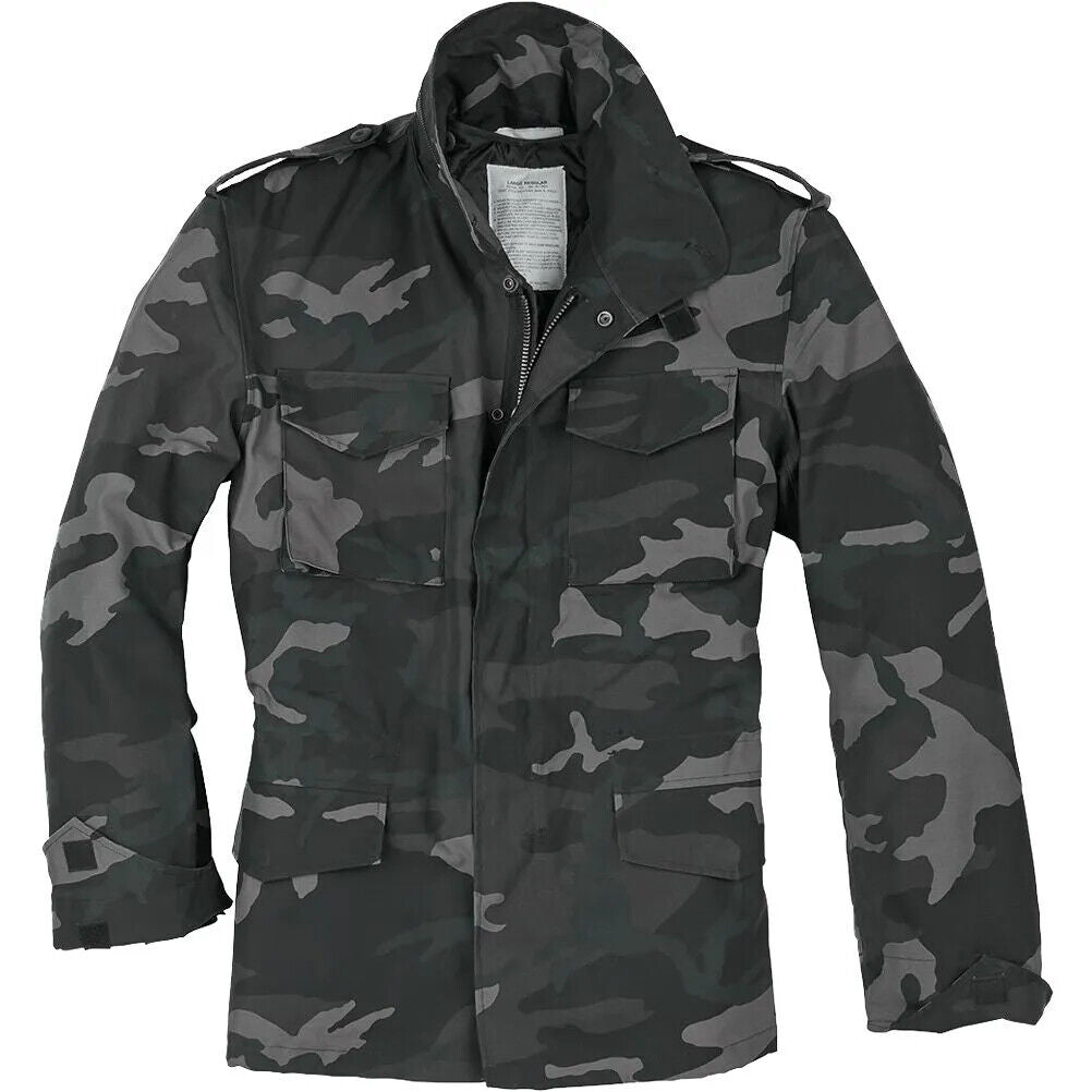 Men's SURPLUS US FIELD JACKET M65 BLACK CAMO Size: 5XL