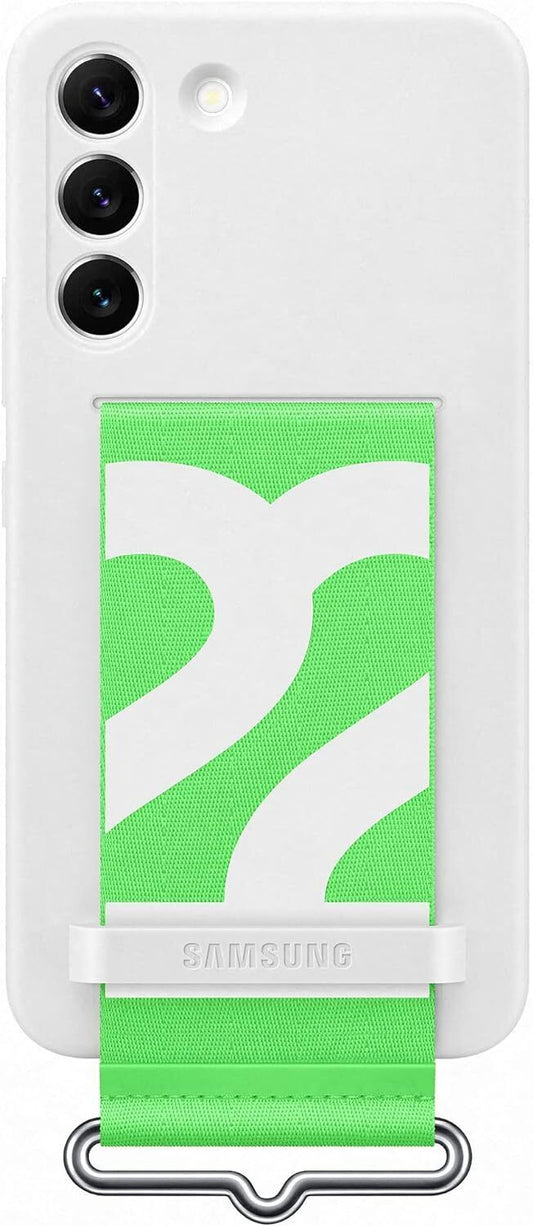 Samsung Official S22 Silicone Cover with Strap White & Green