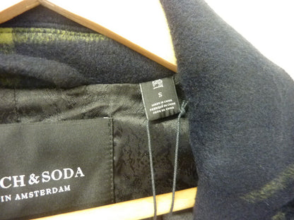 SCOTCH AND SODA CHECKED COAT-SMALL-NAVY