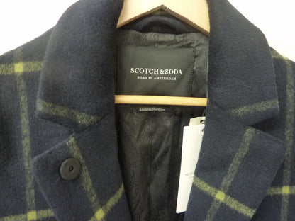 SCOTCH AND SODA CHECKED COAT-SMALL-NAVY