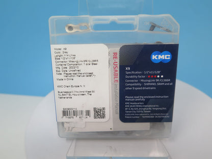 KMC X9 9 SPEED CHAIN-114L-GREY