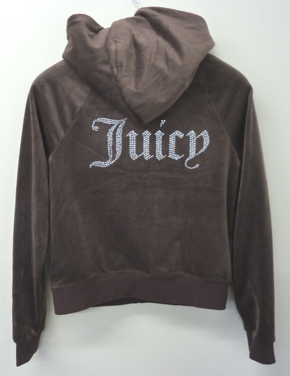 JUICY COUTURE HOODED VELOUR JACKET-SIZE MEDIUM