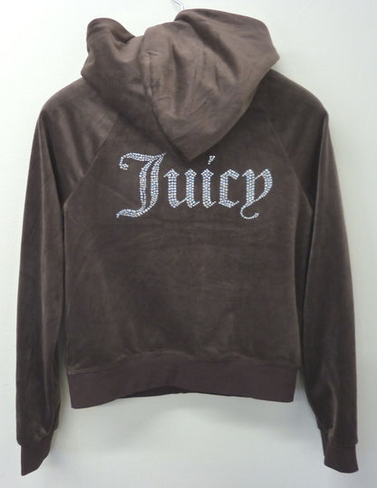 JUICY COUTURE HOODED VELOUR JACKET-SIZE MEDIUM