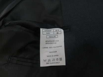 MOSS ESQ REGULAR FIT CHARCOAL STRETCH SUIT-JACKET 46"REGULAR-TROUSERS 38"W LONG