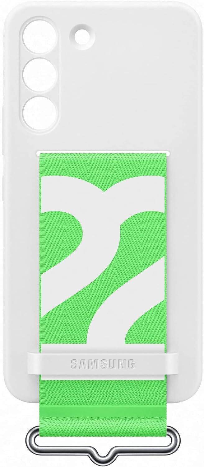 Samsung Official S22 Silicone Cover with Strap White & Green