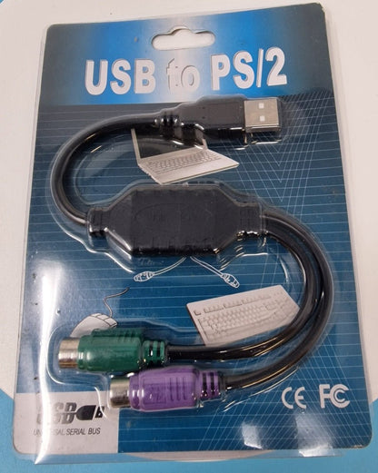 USB to 2 x PS/2 Adapter PS2 Female Keyboard and Mouse Adaptor Splitter Converter