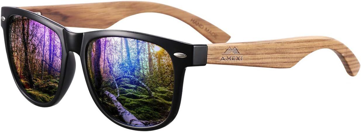AMEXI Round Wood Sunglasses for Men&women