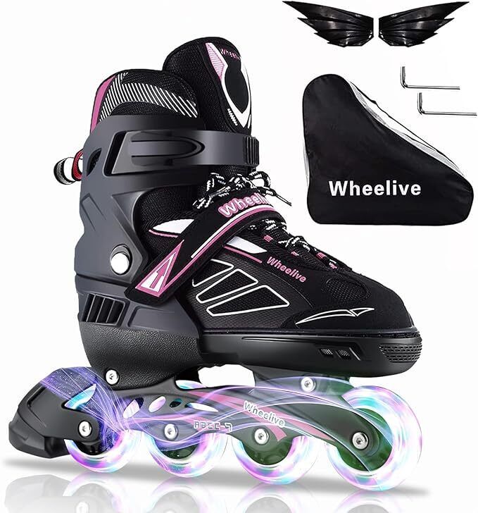 WHEELIVE INLINE SKATES-SIZE UK3-6 BLACK/PINK