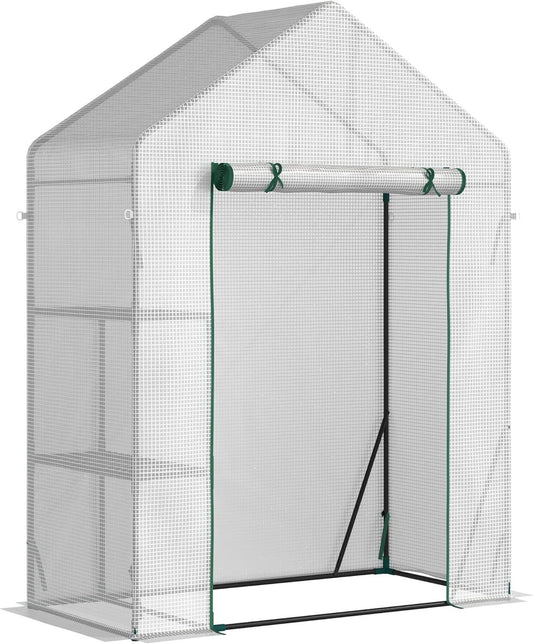 Outsunny Greenhouse for Outdoor.Roll-Up Zippered Door, PE Cover,143 x 73 x 195cm