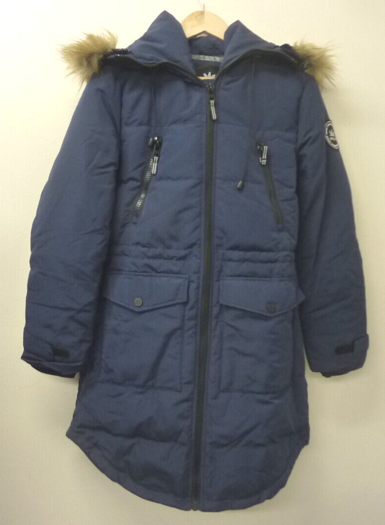 OROLAY FUR HOODED DOWN PARKA STYLE COAT-NAVY-SMALL