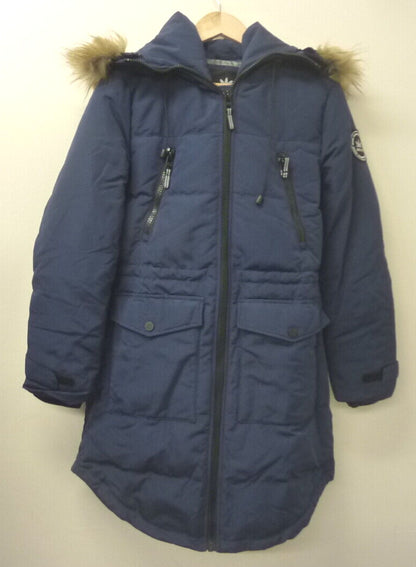 OROLAY FUR HOODED DOWN PARKA STYLE COAT-NAVY-SMALL