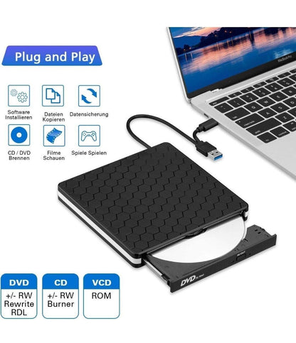 Cocopa External CD DVD Drive, Type-C USB 3.0 Slim Portable CD Reader CD/DVD-RW B