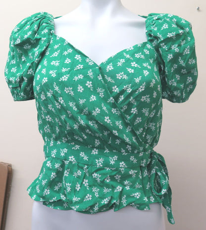 LOS ANGELES ATELIER & OTHER STORIES WRAP AROUND TOP-GREEN-UK8/10-EU36