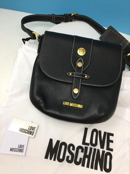 LOVE MOSCHINO WOMANS SADDLE HANDBAG REAL LEATHER