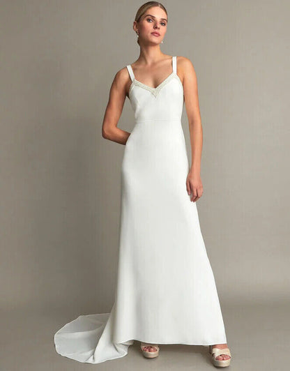 MONSOON KATE PEARL TRIM MAXI DRESS-IVORY-UK24 RRP:£150