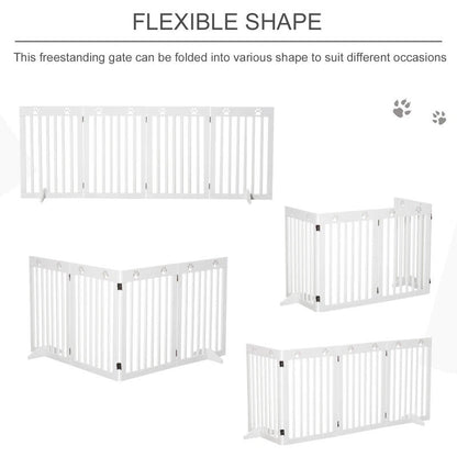 PAWHUT WOODEN PET GATE-WHITE-204CM X 1.8CM X 75CM