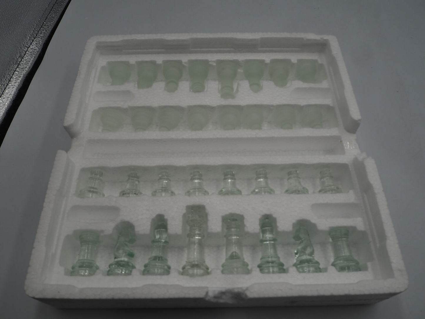 glass chess set frosted and clear glass pieces