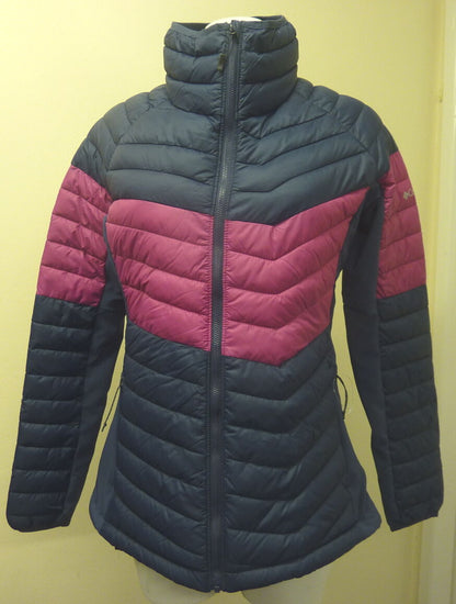 COLUMBIA WOMENS POWDER PASS LIGHTWEIGHT JACKET-LARGE-NAVY/PINK