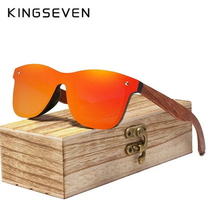 KINGSEVEN Natural Handmade Wood Sunglasses for Men UV400 Polarization