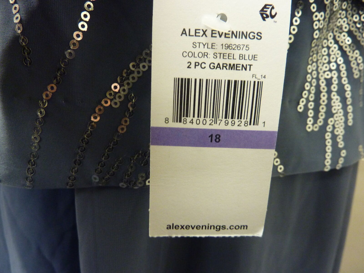 ALEX EVENINGS OCCASION DRESS-STEEL BLUE-UK18