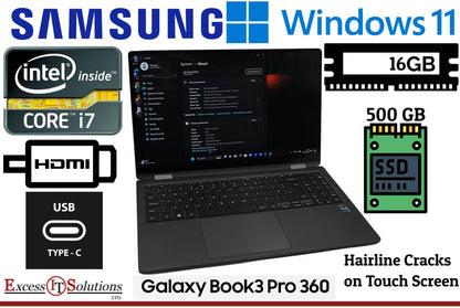 Samsung Galaxy Book3 360 15.6" 500GB SSD 1GB Intel Core i7 1360P Hairline Cracks