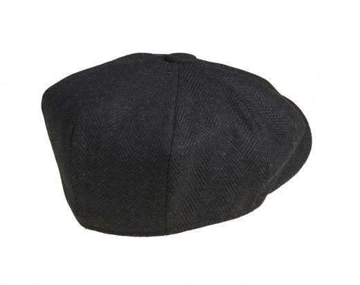 PEAKY BLINDERS Melton Wool Black Herringbone Newsboy Cap