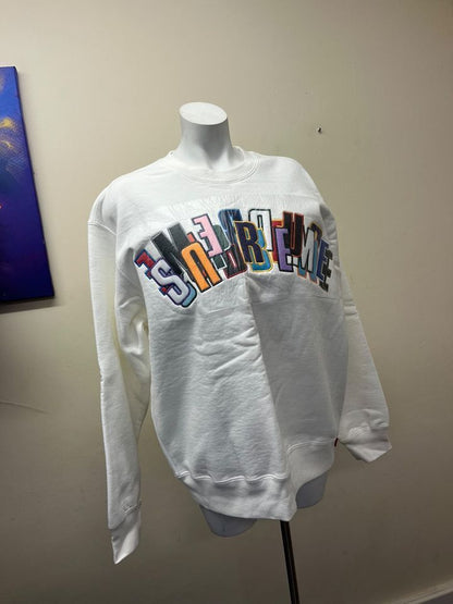SUPREME STACKED CREWNECK FLEECE WHITE MED