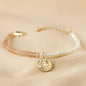 LISA ANGEL TALISMAN MOON CHARM PINK AND PEARL BEADED BRACELET IN GOLD-14CT