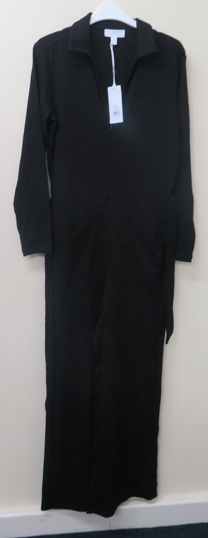 THE WHITE COMPANY-JERSEY UTILITY JUMPSUIT-BLACK-UK10