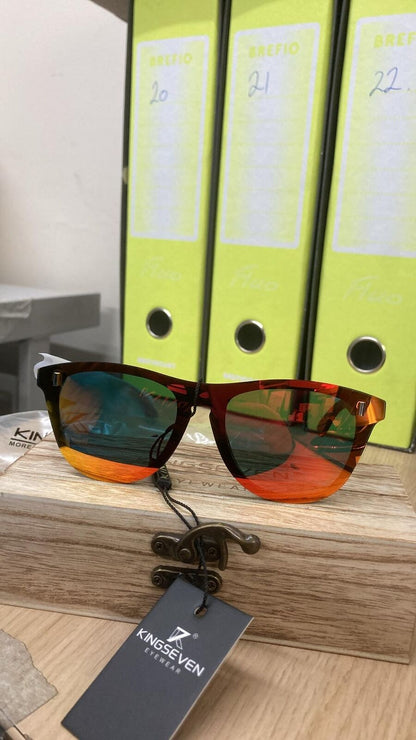KINGSEVEN Natural Handmade Wood Sunglasses for Men UV400 Polarization