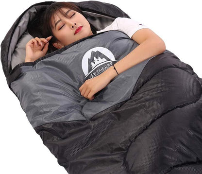 SWTMERRY SLEEPING BAG-BLACK/GREY-SINGLE 190+30X75CM